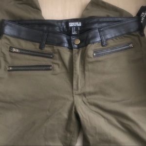 Forever 21 Olive and Leather Skinny Jeans NWT